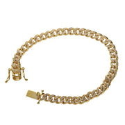 10K gold Miami Cuban link bracelet with diamonds for women on white background 
