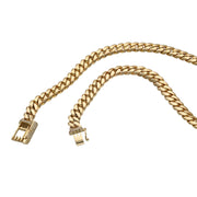10k Gold Miami Cuban Link Choker 16"  necklace with a diamond-encrusted clasp on a white background