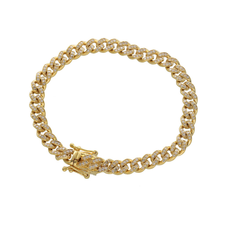 Handcrafted Miami Cuban bracelet with diamond accents side profile view