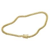 4 MM Miami Cuban link Anklet with box lock engraved 10k 
