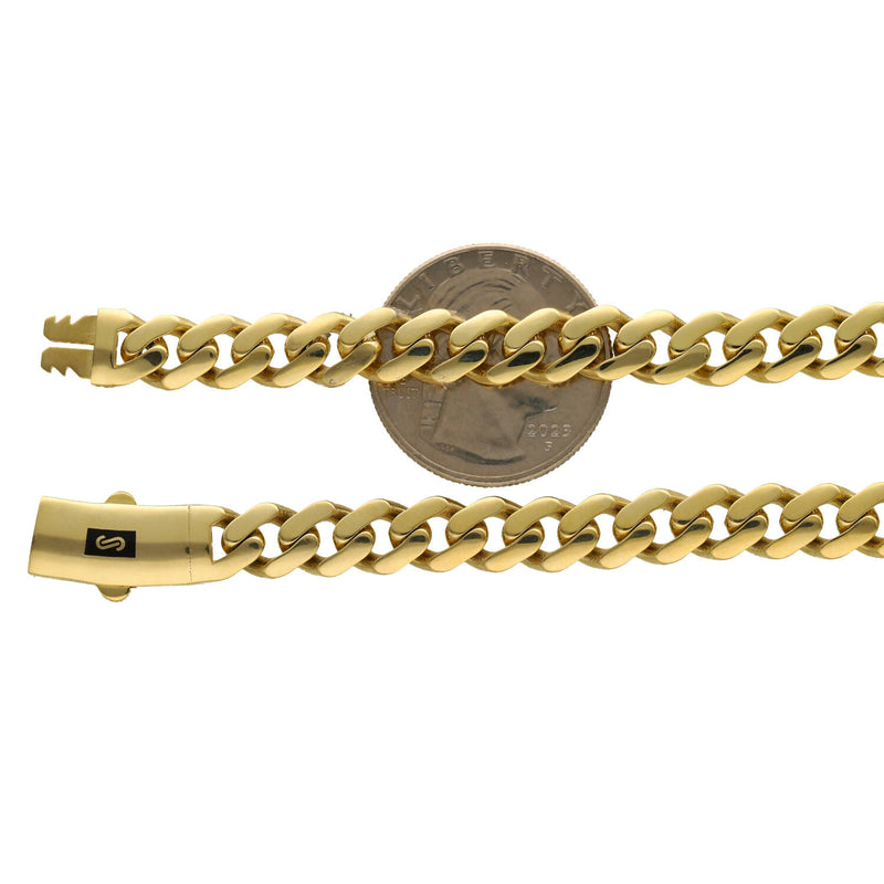 Mens Gold Plain Classic Monaco Chains | 10K Gold