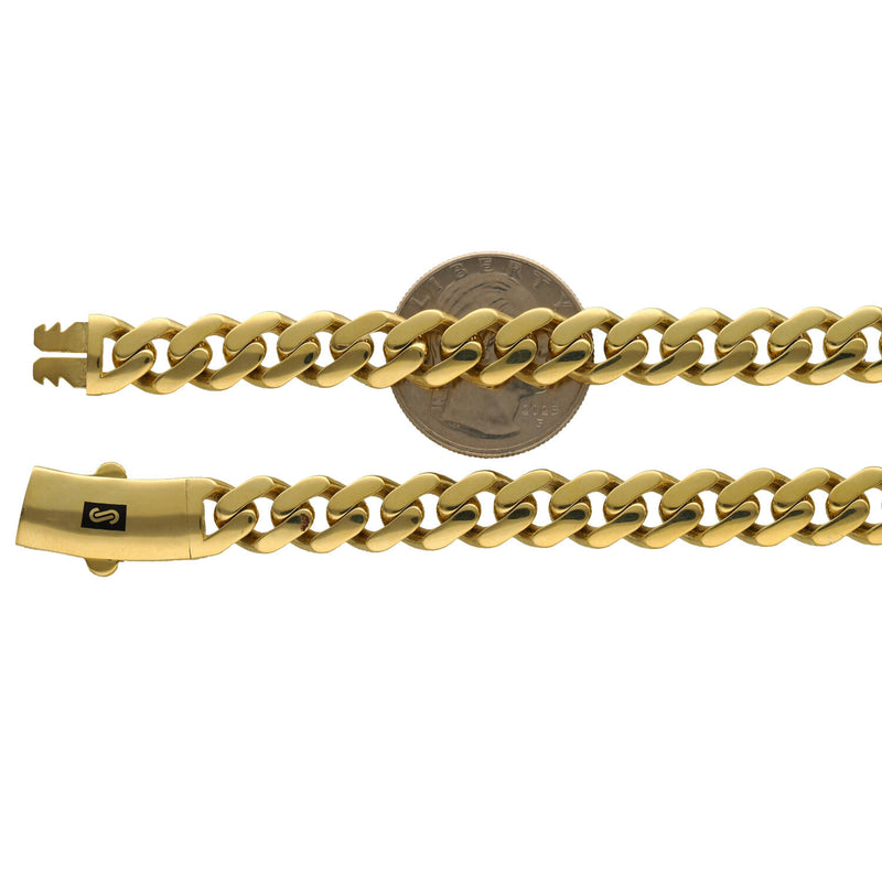 Mens Gold Plain Classic Monaco Chains | 10K Gold