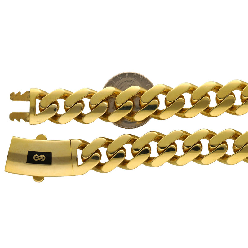 Mens Gold Plain Classic Monaco Chains | 10K Gold