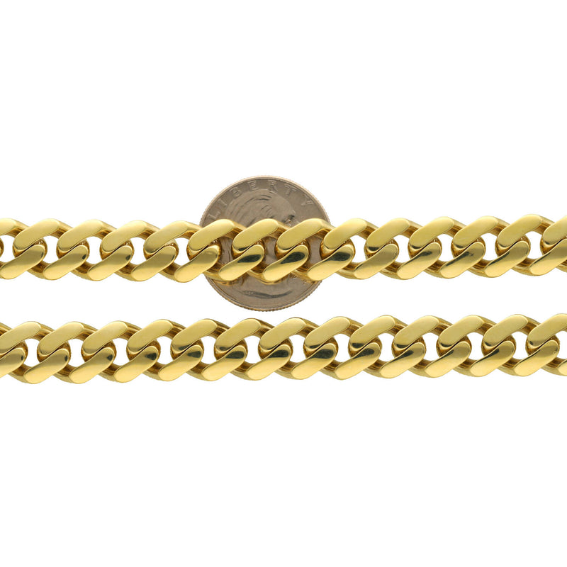 Mens Gold Plain Classic Monaco Chains | 10K Gold