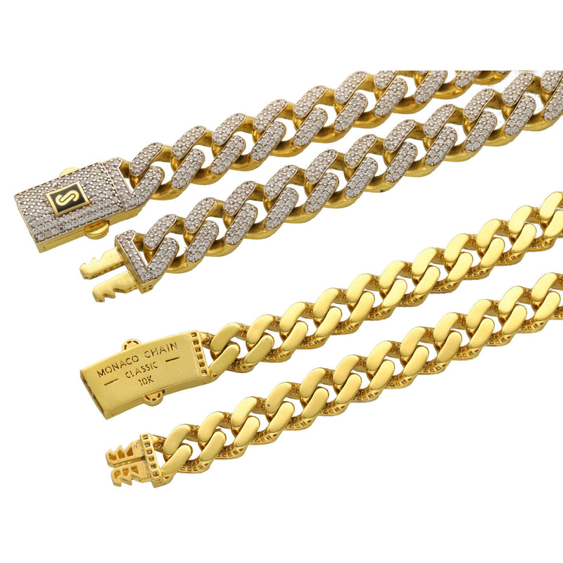 10 Karat Gold Pave Monaco Chains