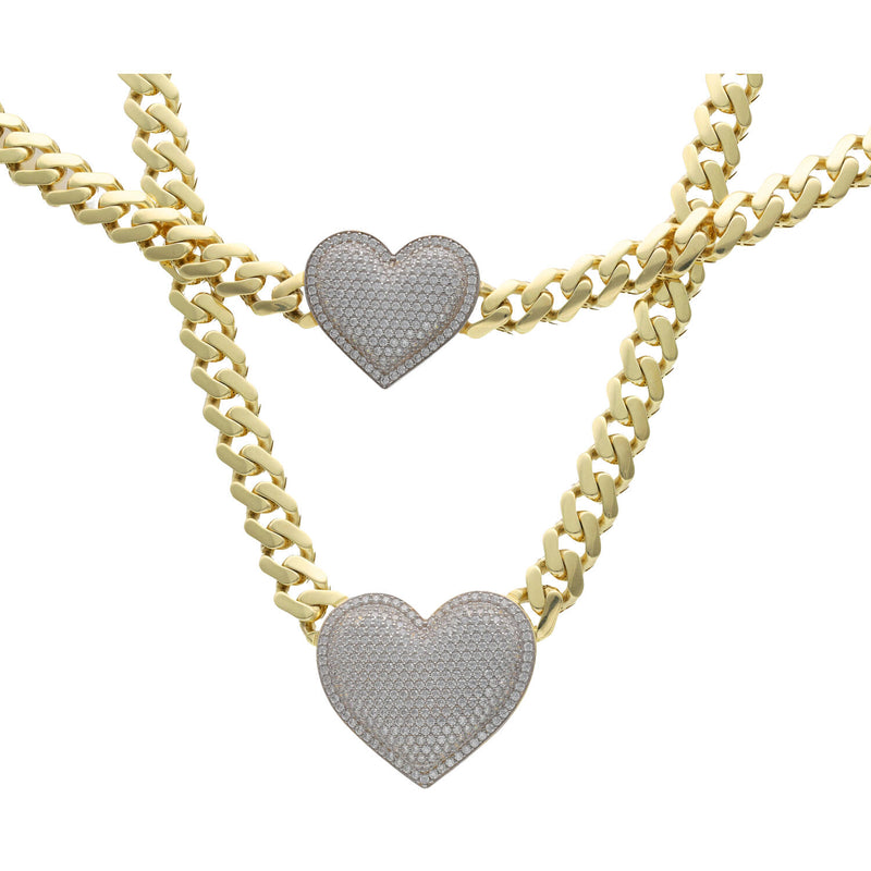 10 Karat Gold Heart Cuban Monaco Set