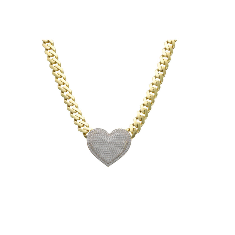 10 Karat Gold Heart Cuban Monaco Set