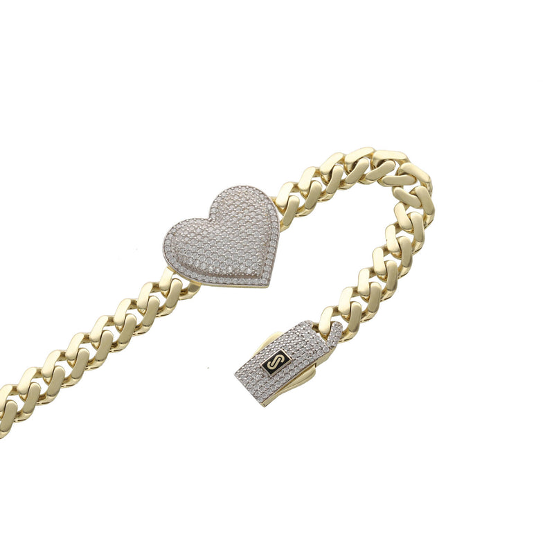 10 Karat Gold Heart Cuban Monaco Set