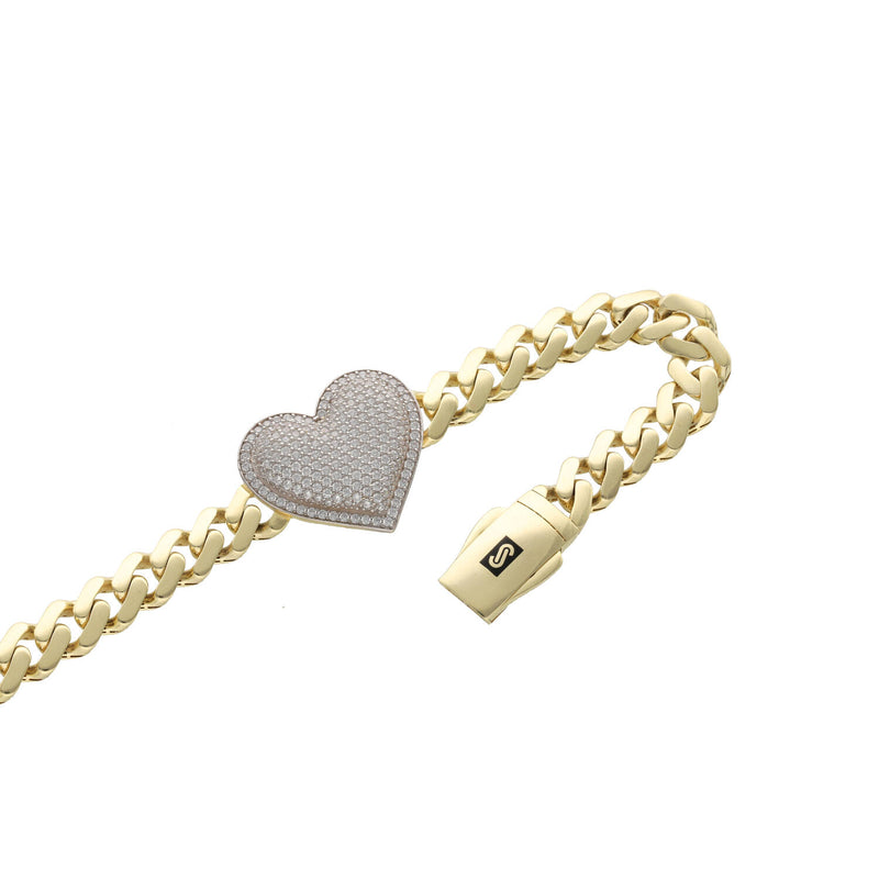 10 Karat Gold Heart Cuban Monaco Set