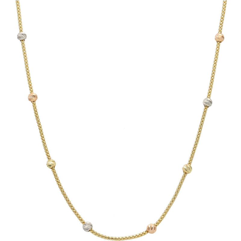 14 karat Gold Three Tone Beads Necklace