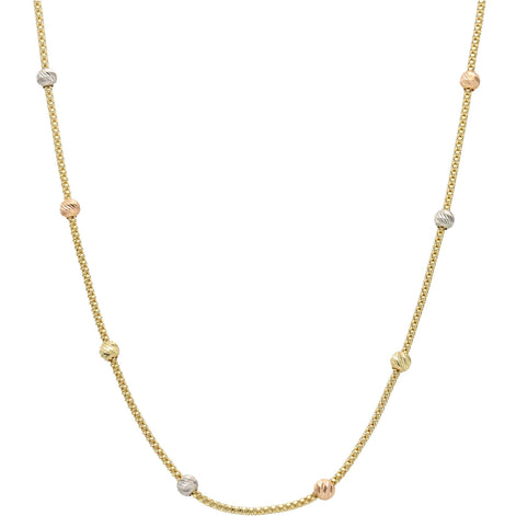 14 karat Gold Three Tone Beads Necklace