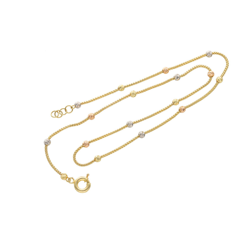 14 karat Gold Three Tone Beads Necklace