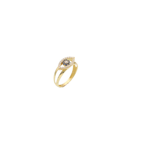 A 10 karat gold yellow gold ring with a cubic zirconia stone set in a yellow gold band, displayed on a white background.