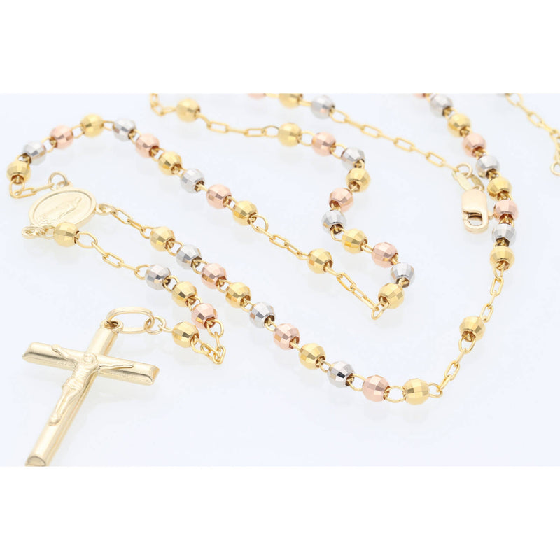 14 Karat Gold Three Tone Rosary