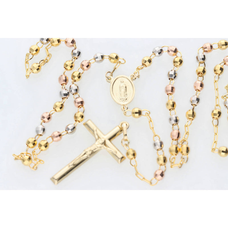 14 Karat Gold Three Tone Rosary