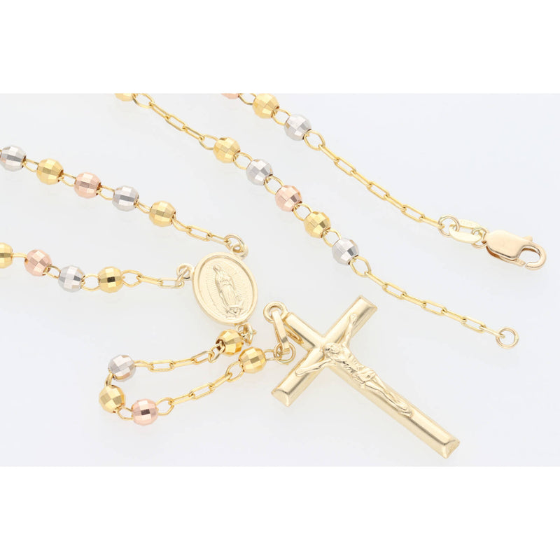 14 Karat Gold Three Tone Rosary