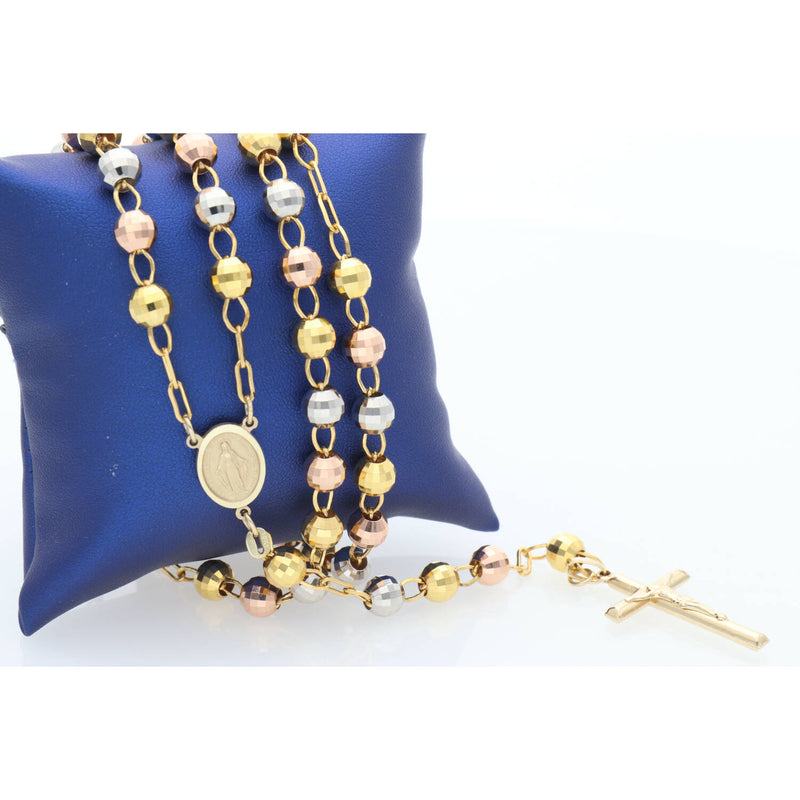 10 Karat Gold Three Tone Rosary