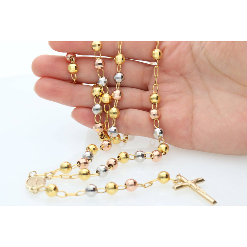 10 Karat Gold Three Tone Rosary