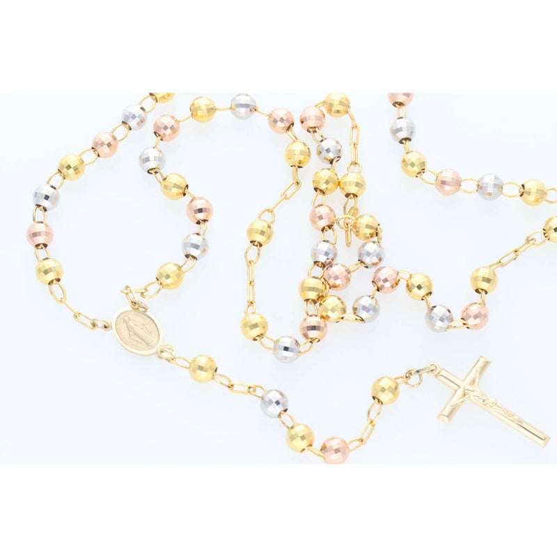 10 Karat Gold Three Tone Rosary
