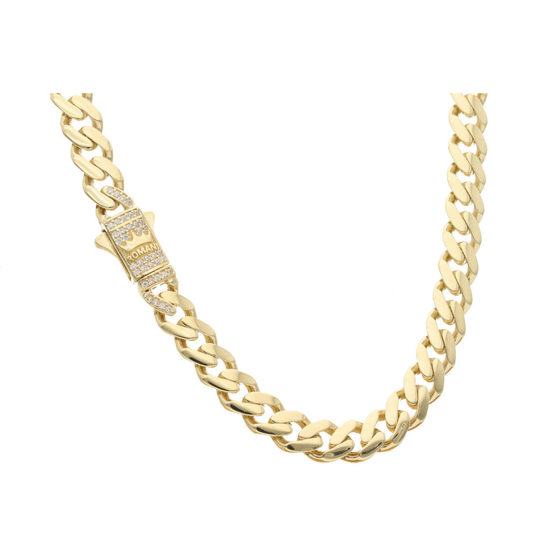 10 Karat Gold & Cz Lock Cuban Link Chain 7.3x24