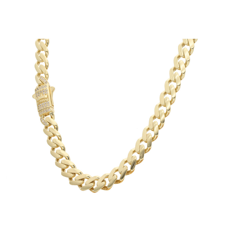 10 Karat Gold & Cz Lock Cuban Link Chain 7.3x24