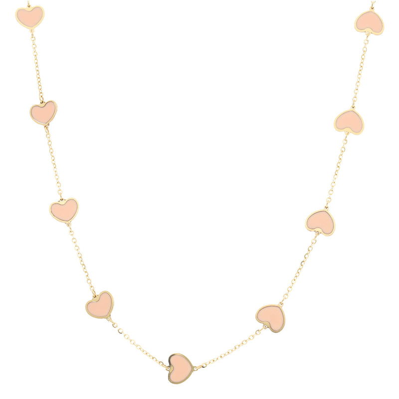14 Karat Gold Pink Opal Heart Necklace