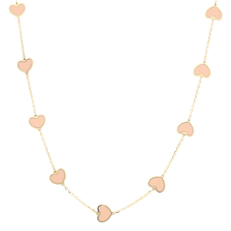 14 Karat Gold Pink Opal Heart Necklace