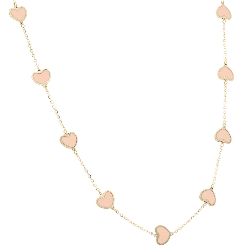 14 Karat Gold Pink Opal Heart Necklace