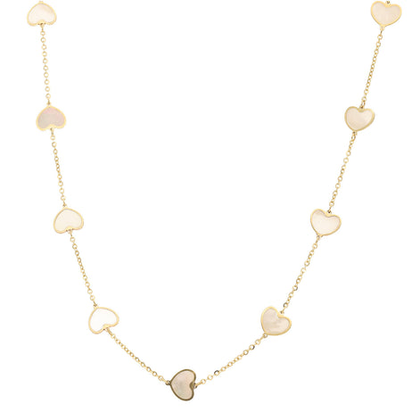 14 Karat Gold Mother of Pearl Heart Necklace