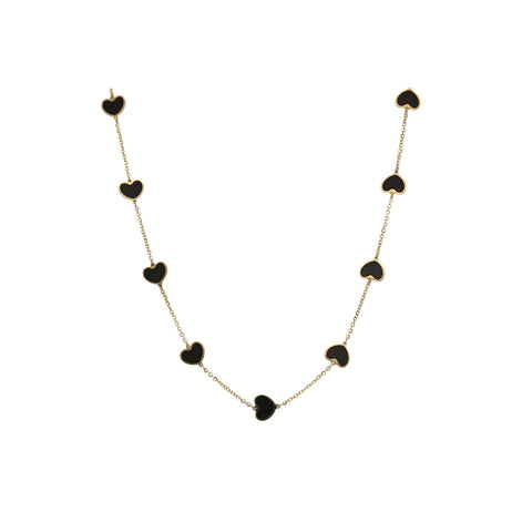 14 Karat Gold & Onyx Heart Necklace