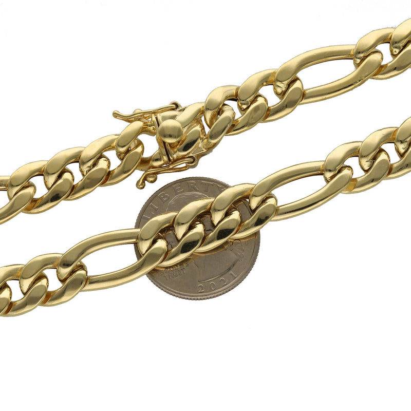 14 Karat Gold Figaro Chain 10.1mm x 24"