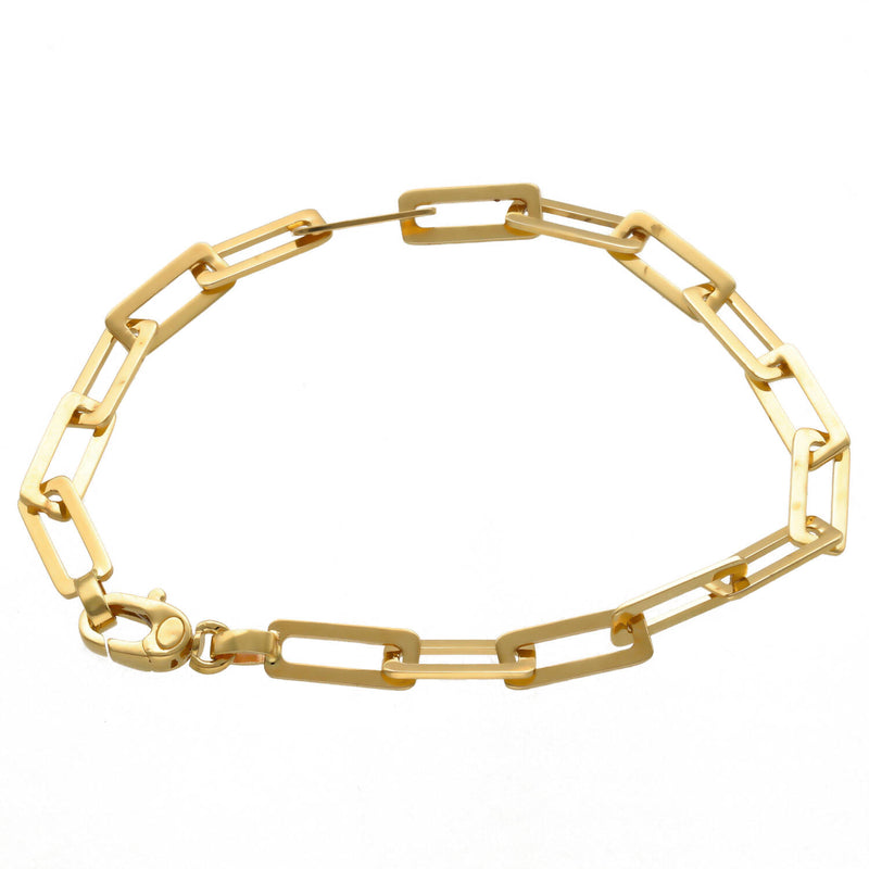 14 karat Gold paper Clip Flat Bracelet
