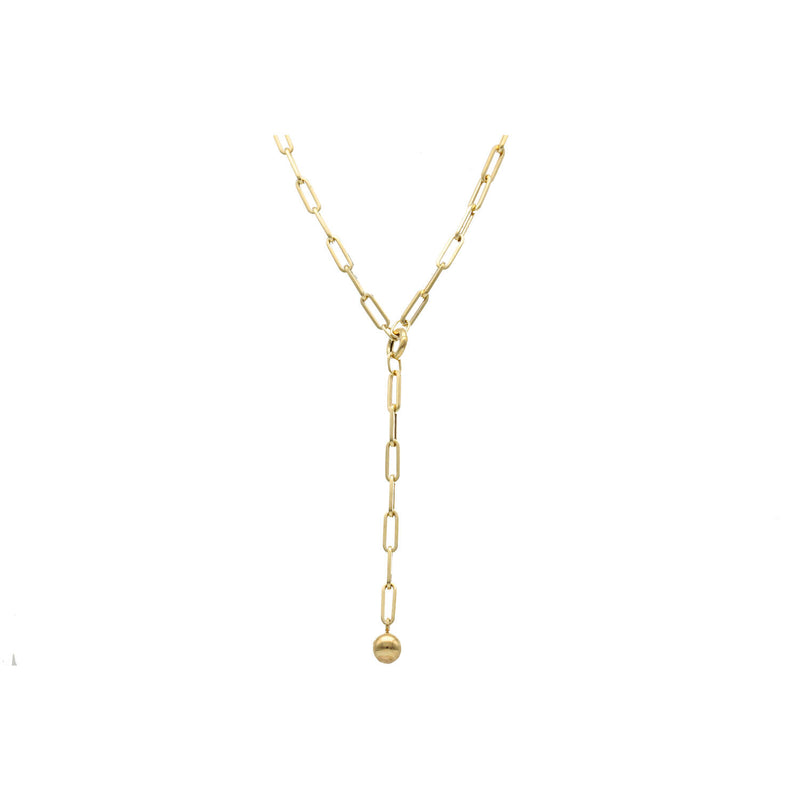 14 Karat Gold Paper Clip Tie Necklace