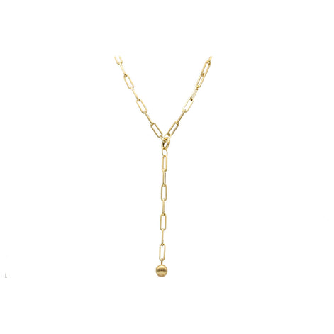 14 Karat Gold Paper Clip Tie Necklace