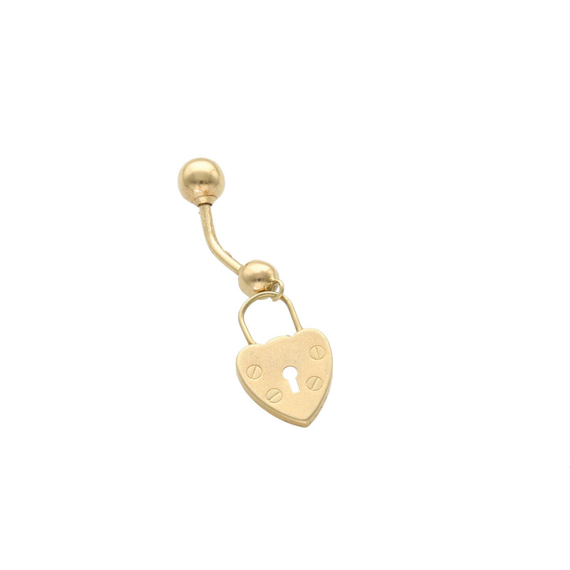 14K Gold Heart Lock Belly Ring 💕