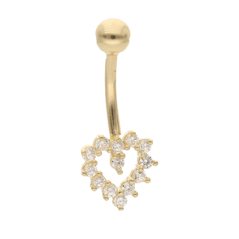 14 Karat Gold & CZ Heart Belly Piercing