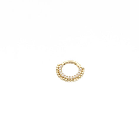 14 Karat Gold & cz Multi Beads Hoop Cartilage Piercing