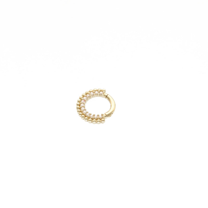 14 Karat Gold & cz Multi Beads Hoop Cartilage Piercing