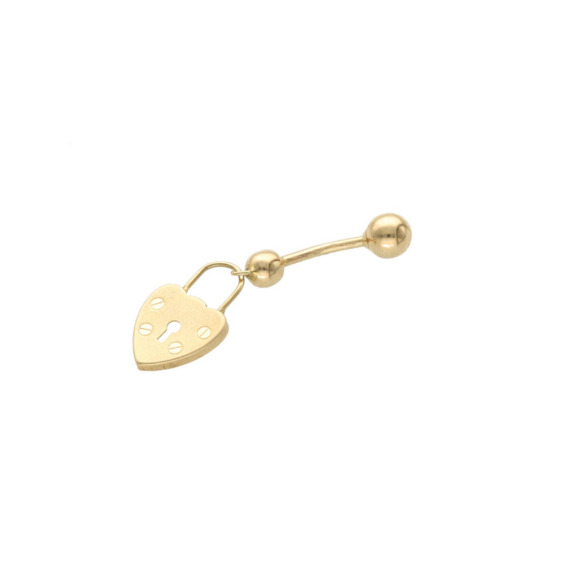 14K Gold Heart Lock Belly Ring 💕
