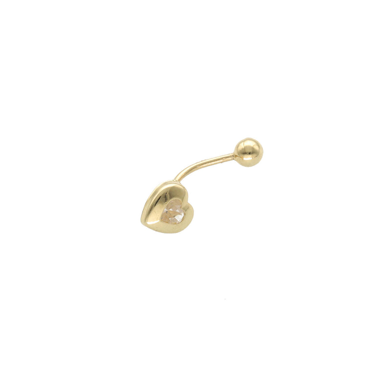 14 Karat Gold & cz  Heart Belly Piercing