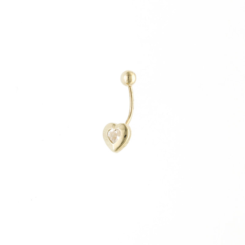 14 Karat Gold & cz  Heart Belly Piercing