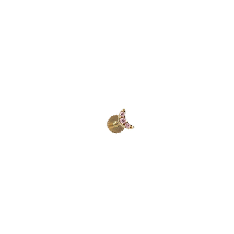 14 Karat Gold Pink Cz Crescent Moon
