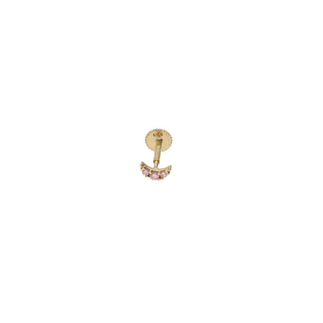 14 Karat Gold Pink Cz Crescent Moon