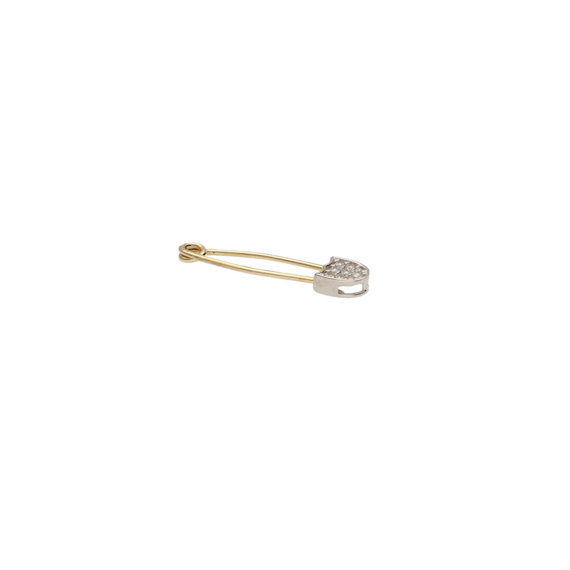 14K Gold Cz Safety Pin Cartilage Two Tone piercing