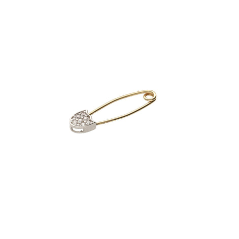 14K Gold Cz Safety Pin Cartilage Two Tone piercing