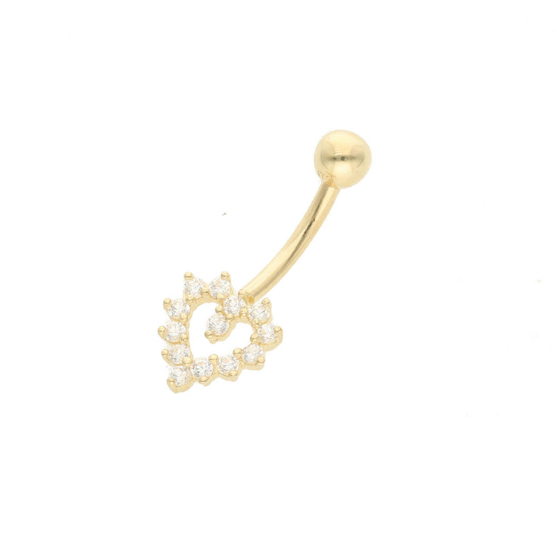 14 Karat Gold & CZ Heart Belly Piercing