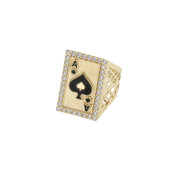 Poker Gold ring with a spade symbol and 'Ace of Spades"