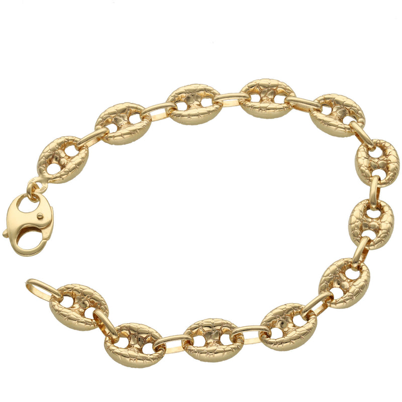 10 Karat Gold Puff Mariner Nugget Style Bracelet