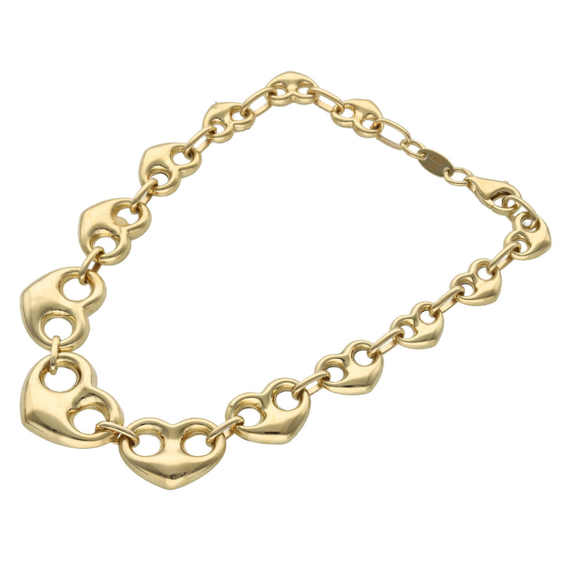 10 Karat Gold Puff Mariner Plain Heart Bracelet