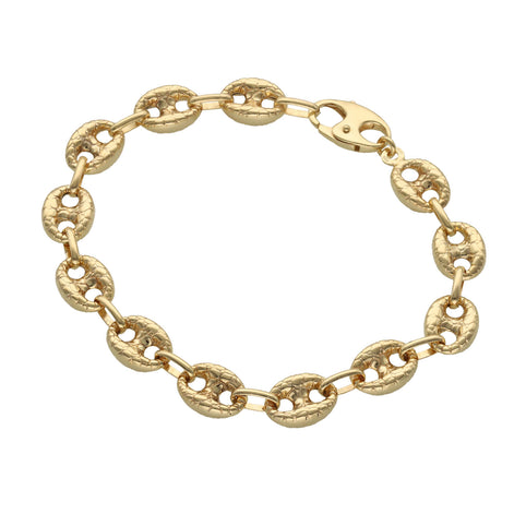 10 Karat Gold Puff Mariner Nugget Style Bracelet